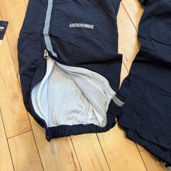 VTG Abercrombie & Fitch Track Pants Mens Small Navy Jersey Lined Zip Legs Korea - Picture 4 of 13